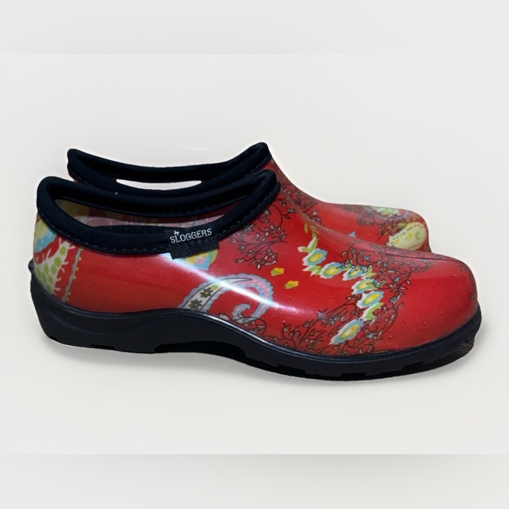SLOGGERS Waterproof Garden Shoes Slip On Clogs Women’s 6 Mules Floral Comfort